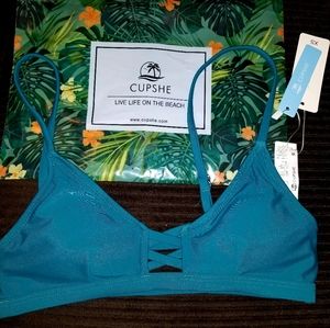 Cupshe Teal Blue Bikini Top